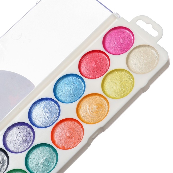 Акварель перламутровая "Маша и медведь", 12 цветов, без кисти