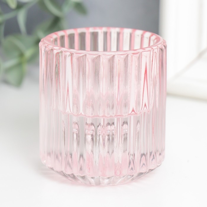 Подсвечник стекло на 1 свечу Подсвечник стекло на 1 свечу "Долли" d-2,5 см, 4 см розовый 6х5х5 см