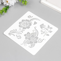 Трафарет пластиковый "Мехенди.Цветочки" 15х15 см Трафарет пластиковый "Мехенди.Цветочки" 15х15 см