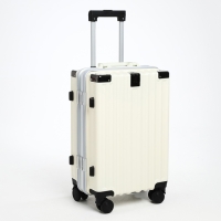 Чемодан средний 55 л (M), отдел на молнии, 2 кодовых замка, 4 колеса, крючок, цвет бежевый