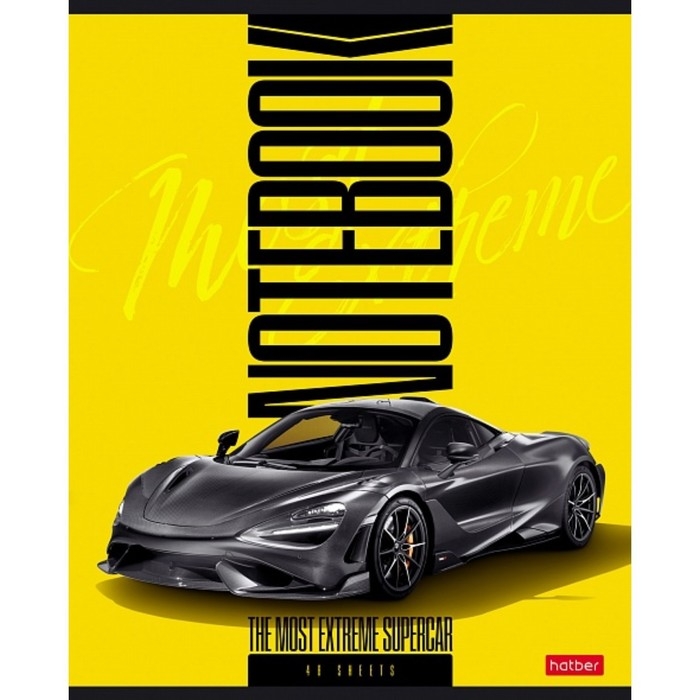 Тетрадь 48 листов в линейку Тетрадь 48 листов в линейку "Спортивные авто", обложка мелованный картон, скруглённые углы, блок офсет 65г/м2, МИКС