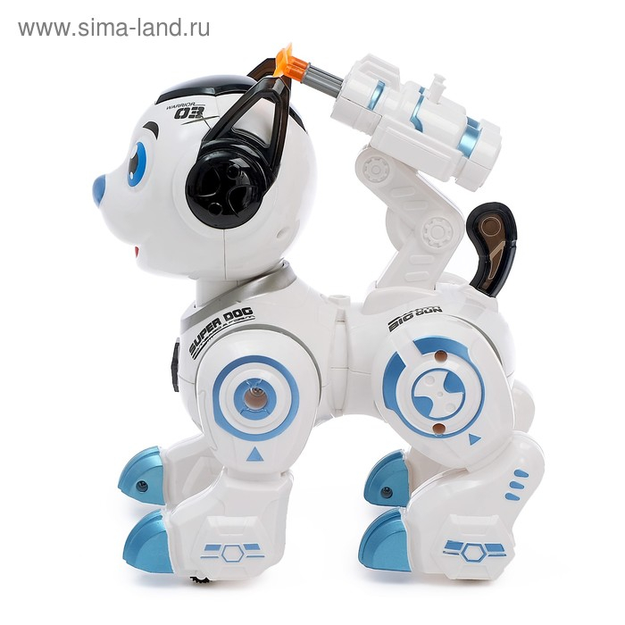 Робот собака «Рокки» IQ BOT, интерактивный: звук, свет, стреляющий, на батарейках, синий Робот собака «Рокки» IQ BOT, интерактивный: звук, свет, стреляющий, на батарейках, синий