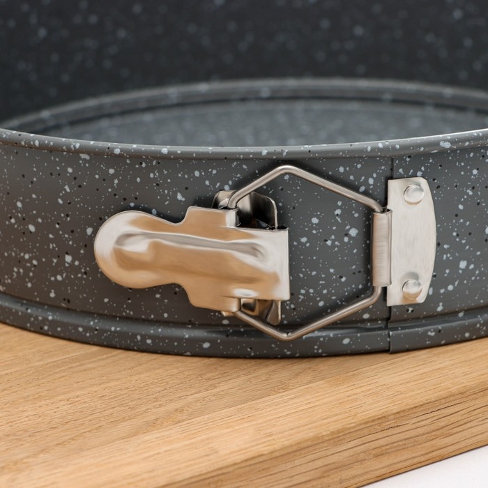 Форма Доляна для выпечки &laquo;Элин Мрамор&raquo;, 28&times;6,5 см, съёмное дно, антипригарное покрытие, цвет серый