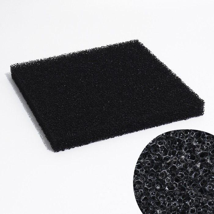 Губка прямоугольная, крупнопористая 10 PPI, лист 50 х 50 х 5 см, черный Губка прямоугольная, крупнопористая 10 PPI, лист 50 х 50 х 5 см, черный