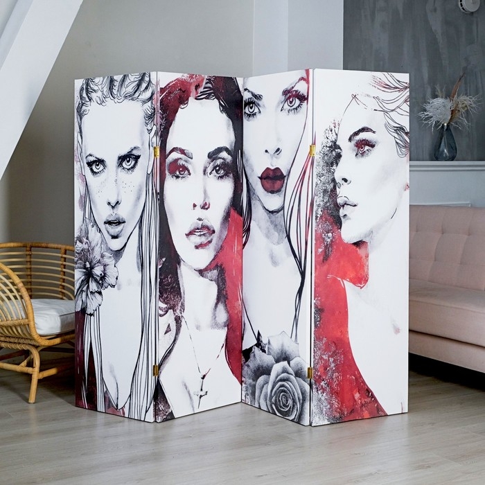 Ширма интерьерная (панель доборная) Ширма интерьерная (панель доборная) "Роковые девушки №3", 50 х 160 см (петли в комплекте)