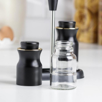 Набор для специй из стекла на подставке &laquo;Эстель&raquo;, 120 мл, 15&times;8&times;17,5 см, 2 шт, цвет чёрный