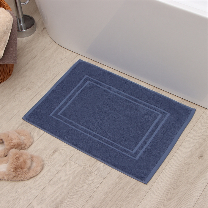 Коврик махровый Этель Classic, цв. синий, 50х70 см, 100% хлопок, 730 г/м2 Коврик махровый Этель Classic, цв. синий, 50х70 см, 100% хлопок, 730 г/м2