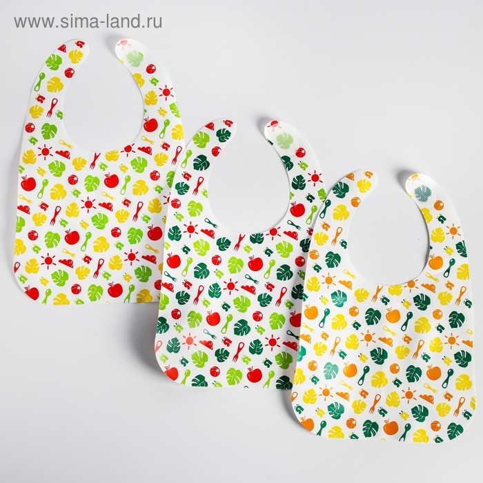 Набор нагрудников для кормления &laquo;Вкусная история&raquo; непромокаемых на липучке, 3 шт.