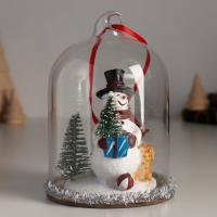 Сувенир полистоун, стекло "Снеговик с ёлкой, белкой и подарками под куполом" 9,5х9,5х12,5 см 10326 Сувенир полистоун, стекло "Снеговик с ёлкой, белкой и подарками под куполом" 9,5х9,5х12,5 см 10326