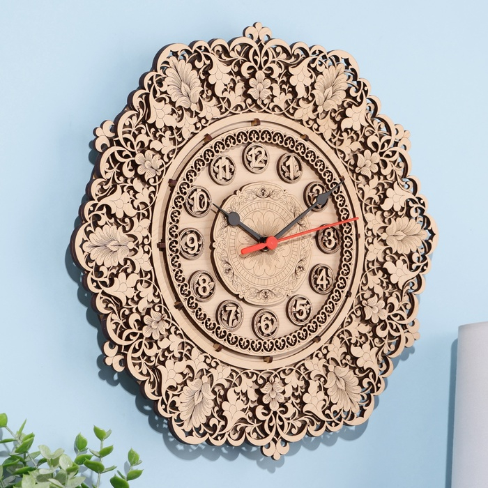 Часы &laquo;Узор&raquo;, 30&times;30&times;3 см, фанера