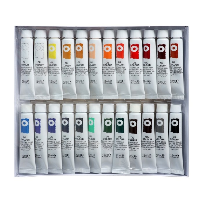 Краски масляные 12 мл, в металлической тубе, в картонной коробке, 24 цвета Краски масляные 12 мл, в металлической тубе, в картонной коробке, 24 цвета