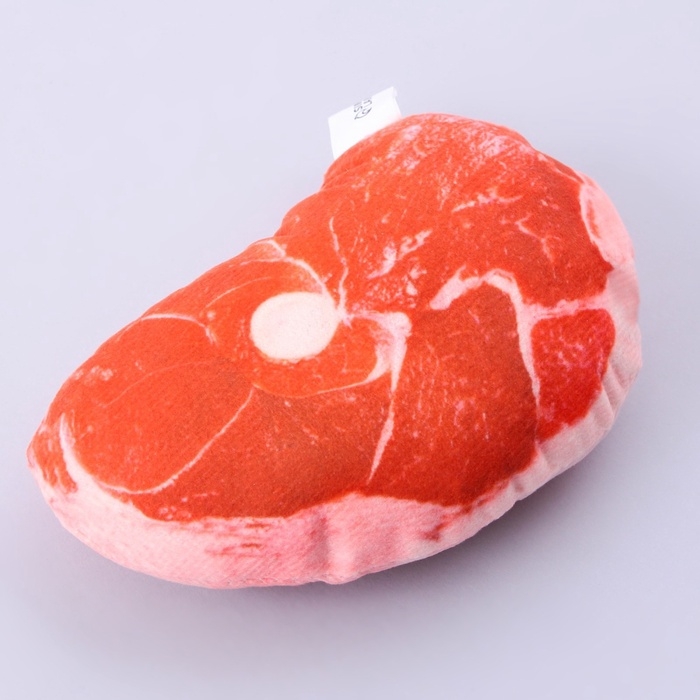 Игрушка для собак с пищалкой &laquo;&lrm;Стейк&raquo;&lrm; из текстиля, 13 х 10 см