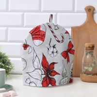 Новый год. Грелка на чайник Доляна &laquo;Новогоднее настроение&raquo; 28х28см, 100% хл., 164г/м2