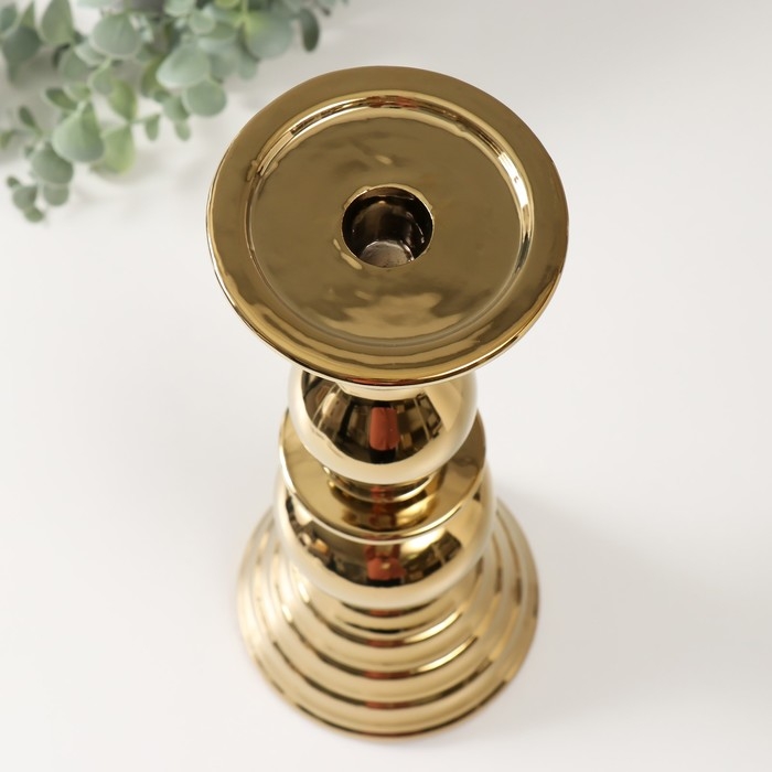 Подсвечник керамика на 1 свечу Подсвечник керамика на 1 свечу "Элегант" d=1,5 см золото 12х12х31,5 см