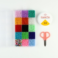 Набор для создания украшений, 15 цветов, размер 1 штуки: 3 мм., леска, ножницы Набор для создания украшений, 15 цветов, размер 1 штуки: 3 мм., леска, ножницы