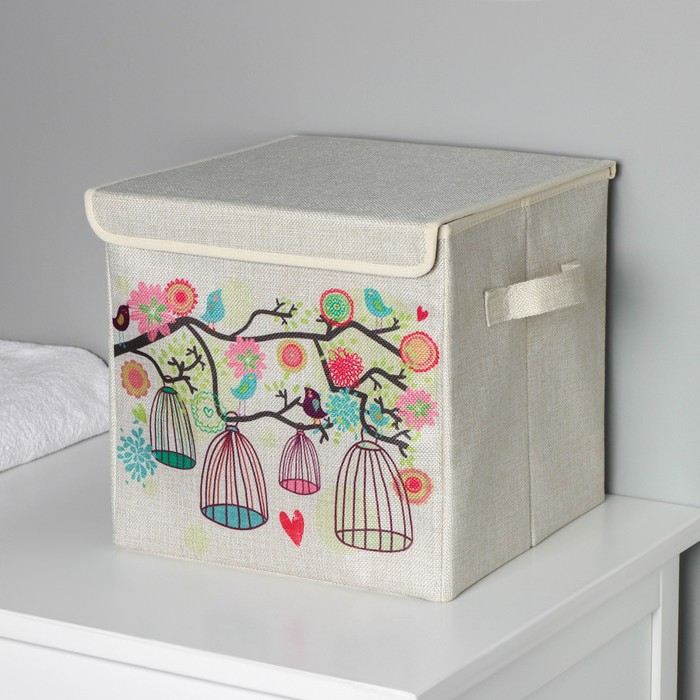 Короб стеллажный для хранения с крышкой &laquo;Весна&raquo;, 29&times;29&times;28,5 см