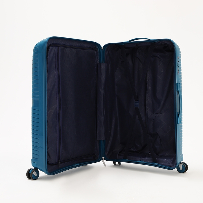 Чемодан большой 100 л (L), отдел на молнии, кодовый замок, цвет синий