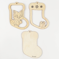 Ёлочная подвеска из дерева своими руками на новый год «Носок», новогодний набор для творчества Ёлочная подвеска из дерева своими руками на новый год «Носок», новогодний набор для творчества