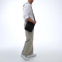 Сумка мужская через плечо TEXTURA, 3 наружных кармана, цвет чёрный