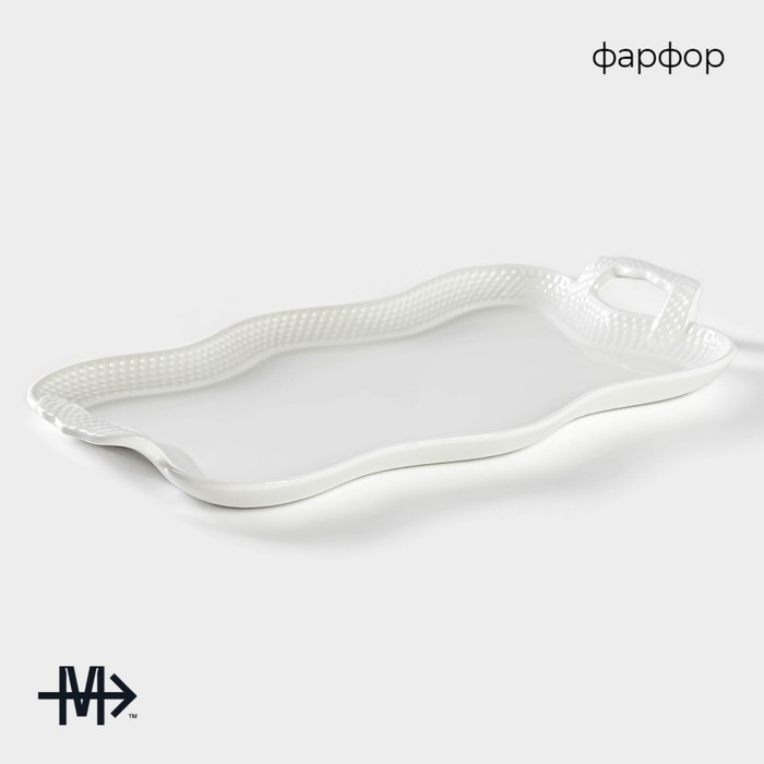 Блюдо фарфоровое для подачи Magistro &laquo;Бланш&raquo;, 37,5&times;22,3&times;3,5 см см, цвет белый