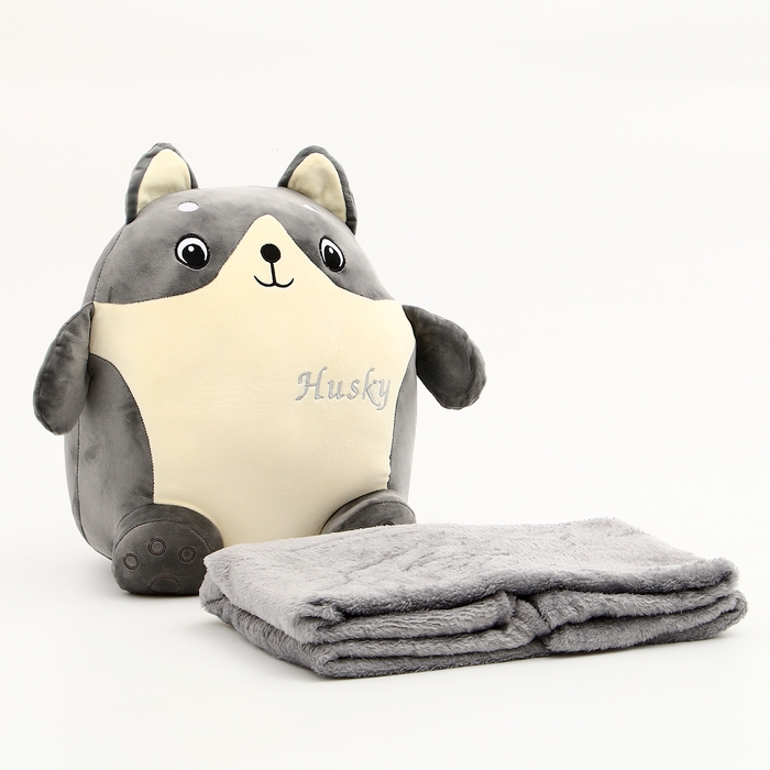 Мягкая игрушка &laquo;Хаски&raquo; с пледом, 35 см