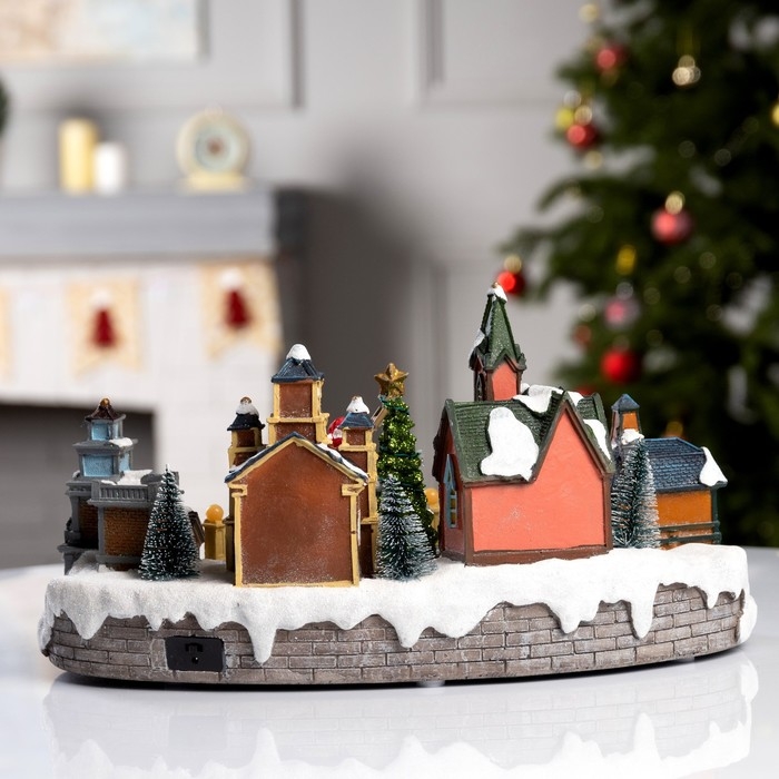 Светодиодная фигура &laquo;Рождественская площадь&raquo; 40 &times; 21 &times; 22 см, полистоун, батарейки ААх3 (не в комплекте), USB, свечение мульти