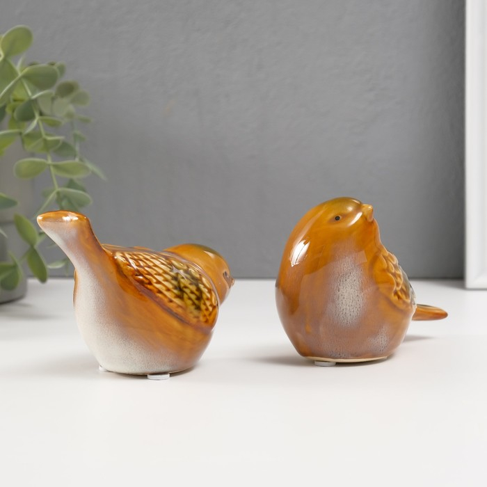 Сувенир керамика " Воробышек с зелёным оперением" МИКС 8х12х6 см