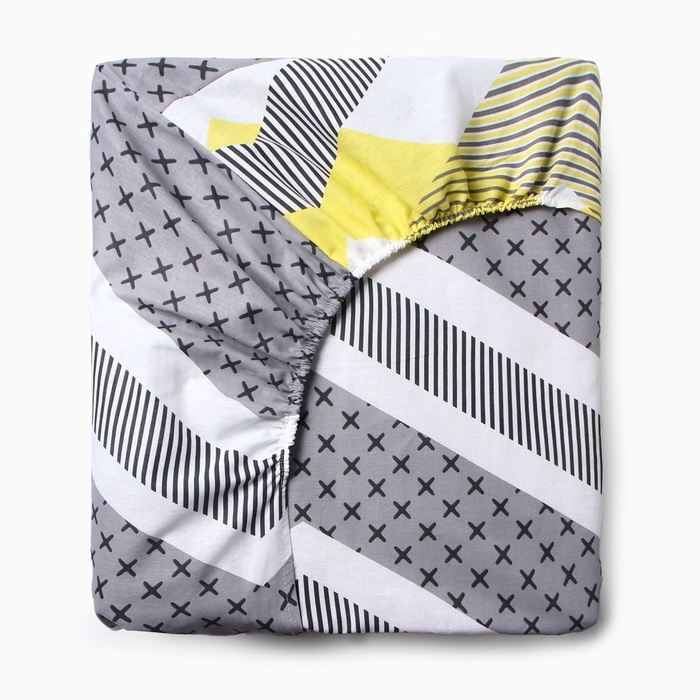 Простыня на резинке Этель Gray geometry 160*200*25, 100% хлопок, бязь, 125г/м2 Простыня на резинке Этель Gray geometry 160*200*25, 100% хлопок, бязь, 125г/м2