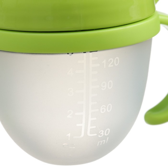 Бутылочка для кормления M&B, ШГ &Oslash;70мм, 150мл., с ручками, силиконовая колба, цвет зеленый