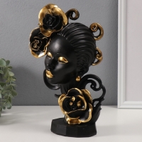 Сувенир полистоун "Девушка в чёрно-золотых цветах" 7,5х16,6х27,4 см