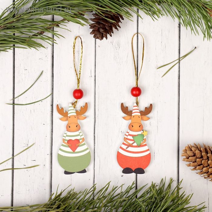 Подвеска новогодняя &laquo;Олень Рудольф&raquo;, односторонняя, МИКС
