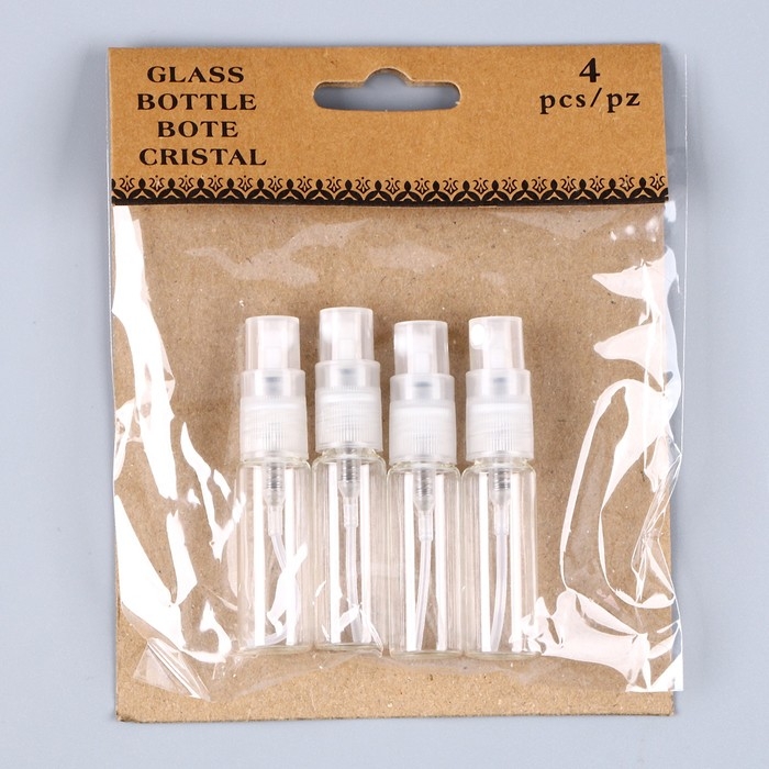 Бутылка спрей с дозатором, 5 мл, набор 4 шт., размер 1 шт. &mdash; 1,2 &times; 1,2 &times; 6,6 см