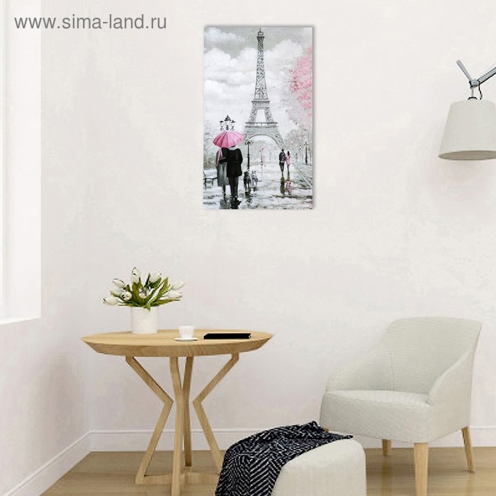 Картина-холст на подрамнике "Любовь в Париже" 60х100 см МИКС