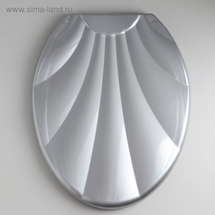 Сиденье для унитаза &laquo;Ракушка&raquo;, 44,5&times;37 см, с крышкой, серебристый перламутр