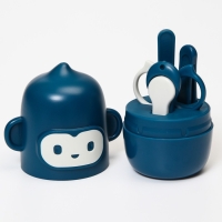 Набор маникюрный детский &laquo;Обезьянка&raquo;: ножницы, щипчики, пилочка, пинцет, цвет синий