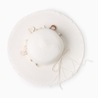 Шляпа женская MINAKU "Морская", размер 56-58, цвет белый Шляпа женская MINAKU "Морская", размер 56-58, цвет белый