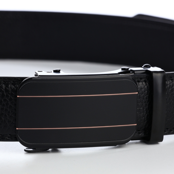 Ремень мужской, ширина 3,5 см, пряжка автомат, цвет чёрный