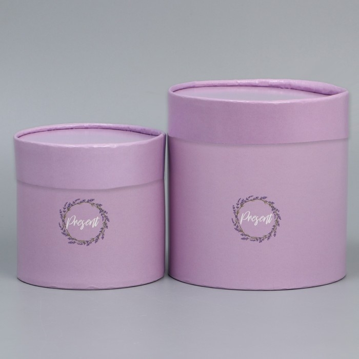 Набор шляпных коробок 2 в 1, упаковка подарочная, &laquo;Лаванда&raquo;, 13 х 13, 16 х 16 см