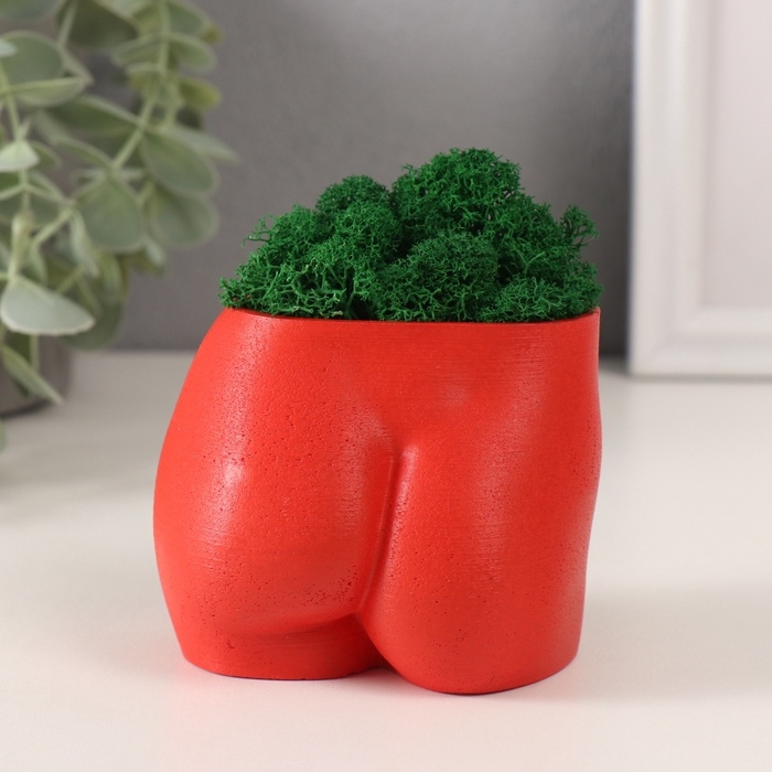 Предмет интерьера Предмет интерьера "Невинный вид" высота 7см, ширина 8,5см красный со мхом (мох зелен. стаб 1041209