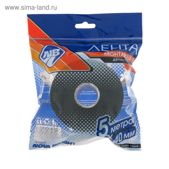Лента клеящая двусторонняя Nova Bright, на вспененной основе, 40 мм х 5 м Лента клеящая двусторонняя Nova Bright, на вспененной основе, 40 мм х 5 м