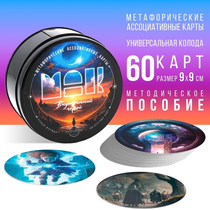 Метафорические ассоциативные карты «Внутренний герой», 60 карт (9х9 см), 16+ Метафорические ассоциативные карты «Внутренний герой», 60 карт (9х9 см), 16+