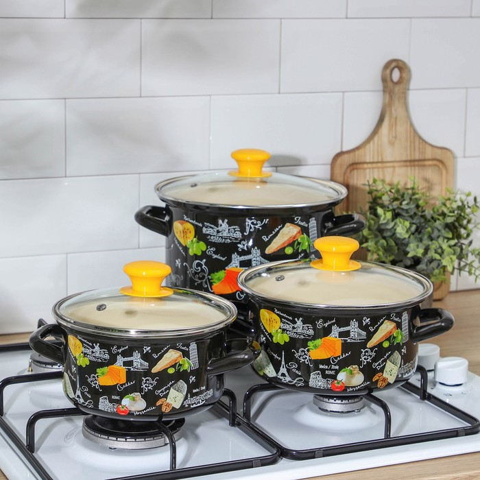 Набор кастрюль &laquo;Сыр 5-1 Экстра&raquo;, 3 предмета: 1,5 л, 2,3 л, 5 л, крышки, индукция