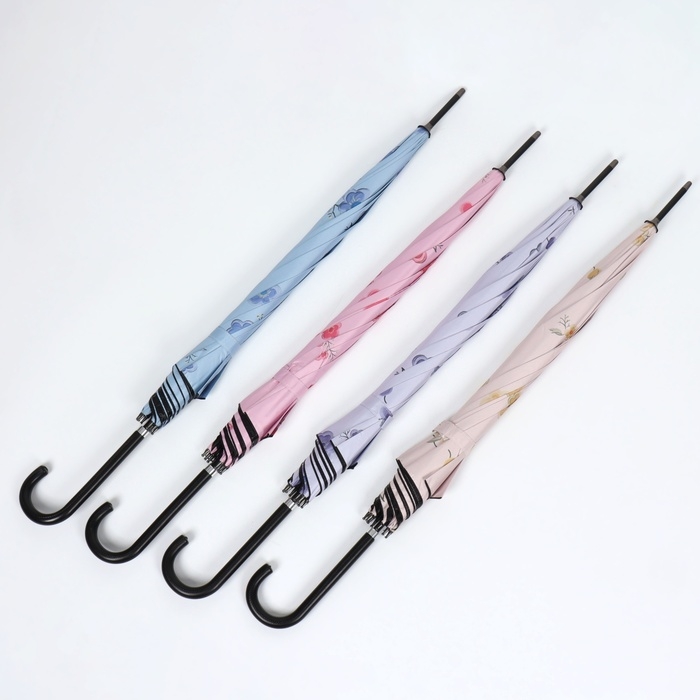 Зонт - трость полуавтоматический &laquo;Цветочки&raquo;, эпонж, 8 спиц, R = 51/60 см, D = 120 см, цвет МИКС