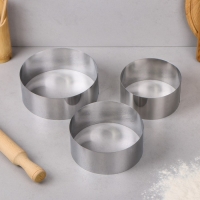 Набор форм для выпечки и выкладки «Круг», d=14 см, 16 см, 18 см, h=6.5 см, 3 шт Набор форм для выпечки и выкладки «Круг», d=14 см, 16 см, 18 см, h=6.5 см, 3 шт