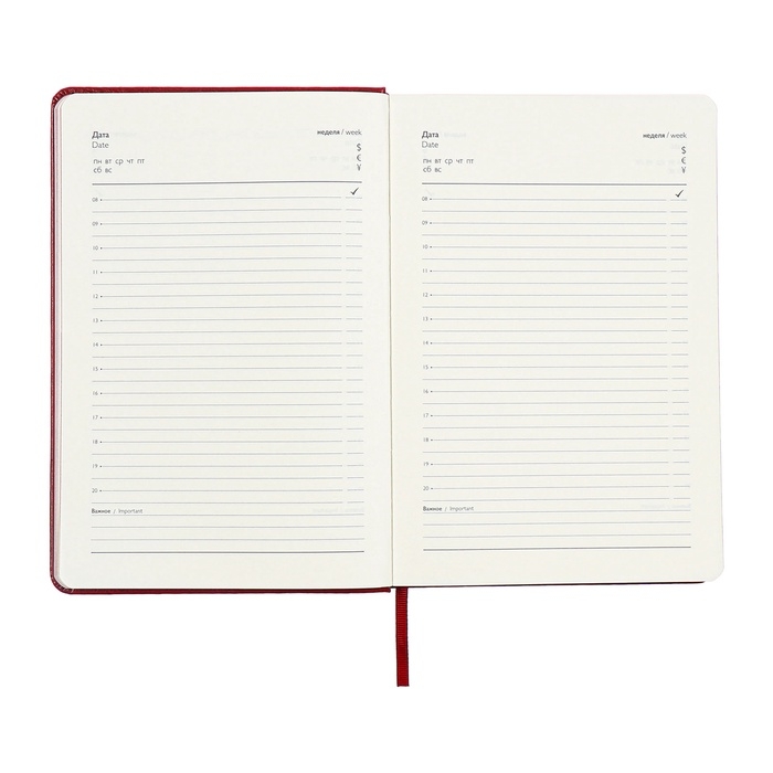 Ежедневник недатированный А5, 160 листов ESCALADA, твердая обложка из искусственной кожи, перфорация, блинтовое тиснение, ляссе, кремовый блок 70г/м2, красный