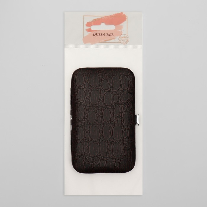 Набор маникюрный «Рептилия», 8 предметов, в футляре, цвет коричневый Набор маникюрный «Рептилия», 8 предметов, в футляре, цвет коричневый