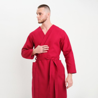 Халат мужской вафельный запашной, цвет вишня, размер 54, 160гр/м Халат мужской вафельный запашной, цвет вишня, размер 54, 160гр/м