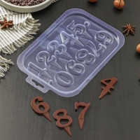 Форма для шоколада и конфет пластиковая &laquo;Цифры на ножке&raquo;, 21&times;15 см, цвет прозрачный