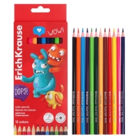 Карандаши 12 цветов ErichKrause Jolly Friends, дерево, шестигранные, с европодвесом Карандаши 12 цветов ErichKrause Jolly Friends, дерево, шестигранные, с европодвесом