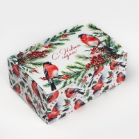 Коробка подарочная новогодняя складная &laquo;Снегири&raquo;, 18 х 12 х 7 см, Новый год